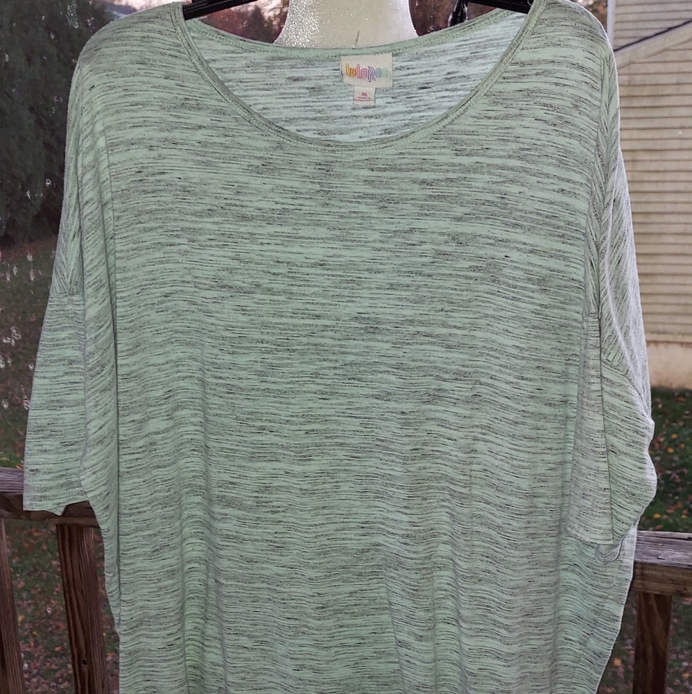 Lularoe Heather Gray Mint Green Top Shirt size Medium